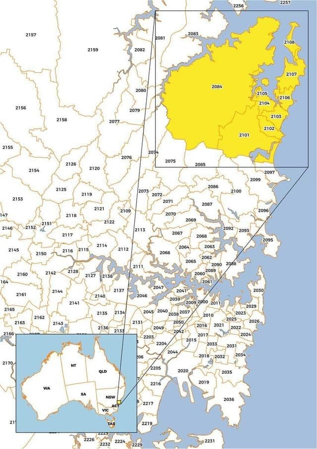 Sydney postcodekaart