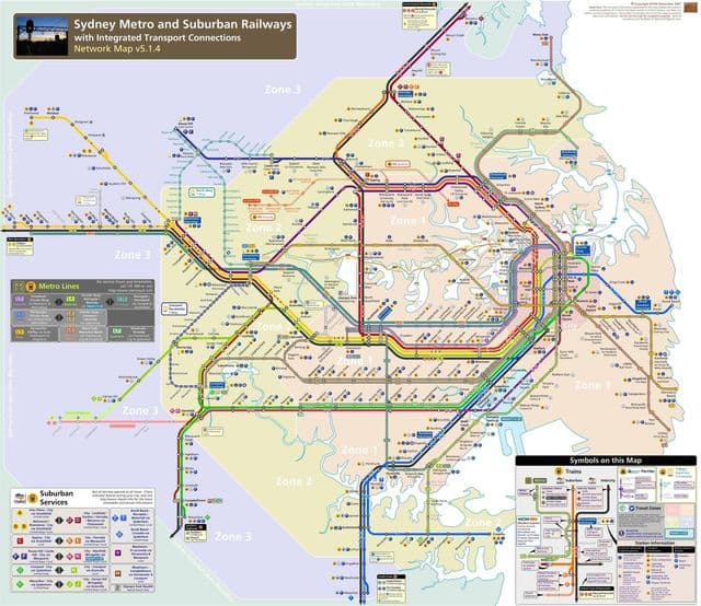 Kaart van het metrostation van Sydney